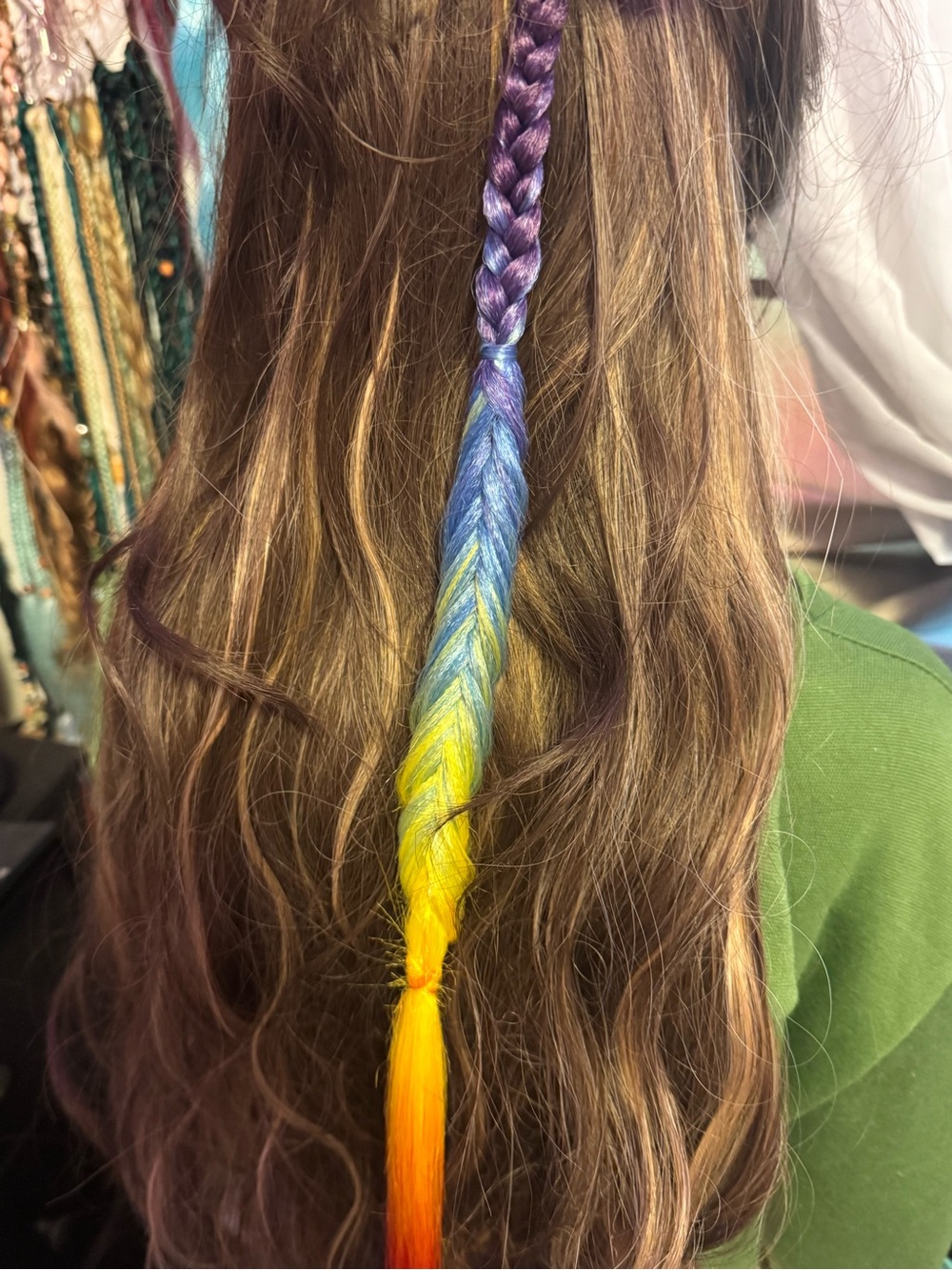 Vibrant Rainbow Braided Hair Extension - Multicolor